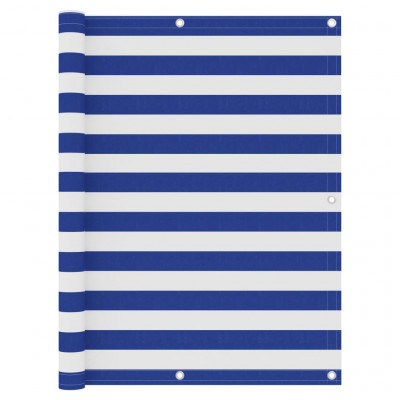 Écran de balcon brise pare vue protection confidentialité 120 x 300 cm tissu oxford blanc et bleu 02_0010062