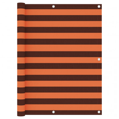 Écran de balcon brise pare vue protection confidentialité 120 x 600 cm tissu oxford orange et marron 02_0010316