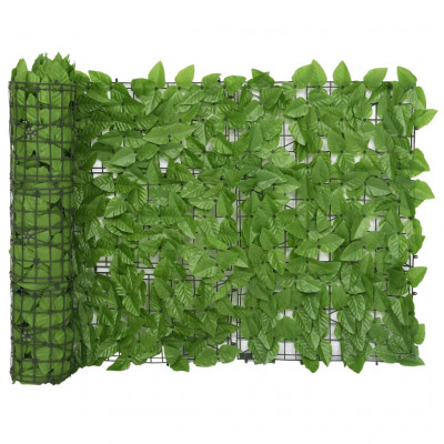 Écran de balcon brise pare vue protection confidentialité avec feuilles 400 x 75 cm vert 02_0009999