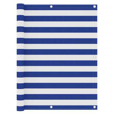 Écran de balcon brise pare vue protection confidentialité 120 x 400 cm tissu oxford blanc et bleu 02_0010063