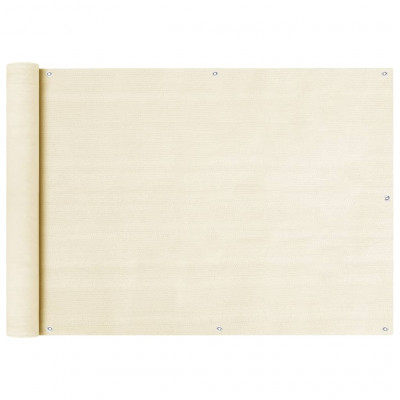 Écran de balcon brise pare vue protection confidentialité 75 x 500 cm PEHD crème 02_0010144