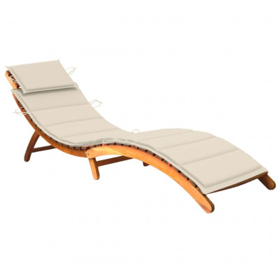 Transat chaise longue bain de soleil lit de jardin terrasse meuble d'extérieur avec coussin bois d'acacia solide 02_0012360