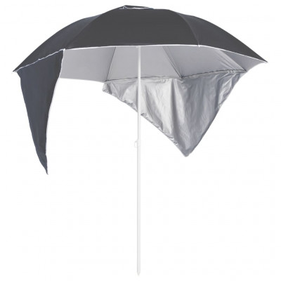 Parasol de plage avec parois latérales 215 cm anthracite 02_0008378