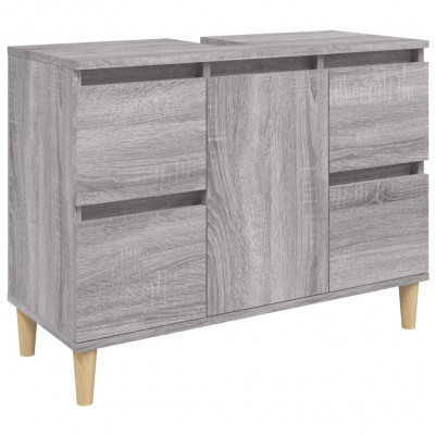 Meuble d'évier sous lavabo salle de bain 80 x 33 x 60 cm bois d'ingénierie gris 02_0006851
