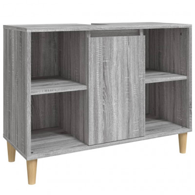 Meuble d'évier sous lavabo salle de bain 80 x 33 x 60 cm bois d'ingénierie gris 02_0006850