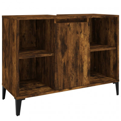 Meuble d'évier sous lavabo salle de bain 80 x 33 x 60 cm bois d'ingénierie marron 02_0006821