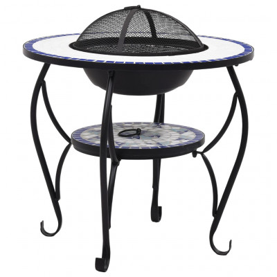 Table de foyer mosaïque 68 cm céramique bleu et blanc 02_0006020