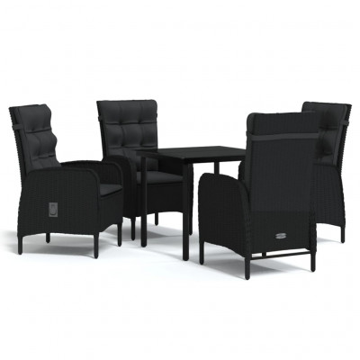 Ensemble de salle à manger de jardin meuble extérieur avec coussins 5 pièces noir 02_0014150