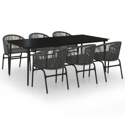 Ensemble de salle à manger de jardin meuble extérieur 7 pièces gris 02_0013960