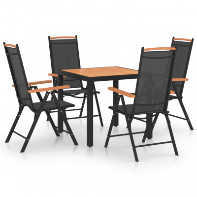 Ensemble de salle à manger de jardin meuble extérieur 5 pièces aluminium noir 02_0013698