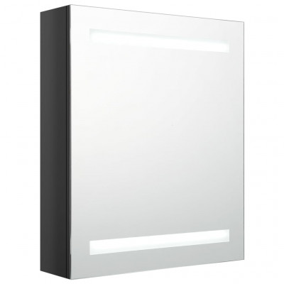 Armoire de salle de bain à miroir led 50x14x60 cm noir brillant 02_0006615