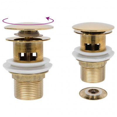 Drain à poussoir avec débordement doré 6,4 x 6,4 x 9,1 cm 02_0003484