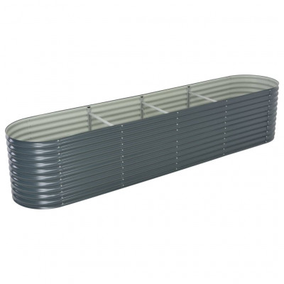 Jardinière lit surélevé plantes fleurs jardin 400 x 80 x 81 cm acier galvanisé gris 02_0001053