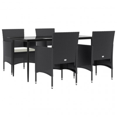 Ensemble de salle à manger de jardin meuble extérieur avec coussins 5 pièces noir 02_0014166