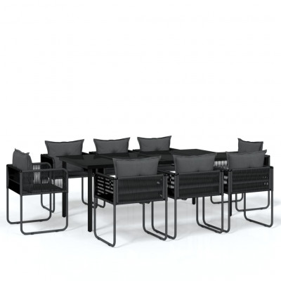 Ensemble de salle à manger de jardin meuble extérieur 9 pièces noir 02_0014117