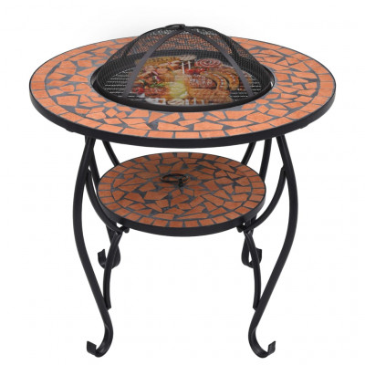 Table de foyer cheminée mosaïque terre cuite 68 cm céramique 02_0005903