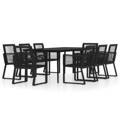 Ensemble de salle à manger de jardin meuble extérieur 9 pièces noir 02_0014109