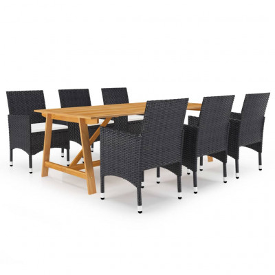 Ensemble de salle à manger de jardin meuble extérieur 7 pièces noir 02_0014023