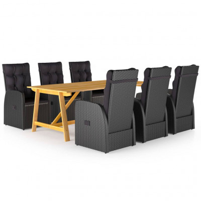 Ensemble de salle à manger de jardin meuble extérieur 7 pièces noir 02_0014018