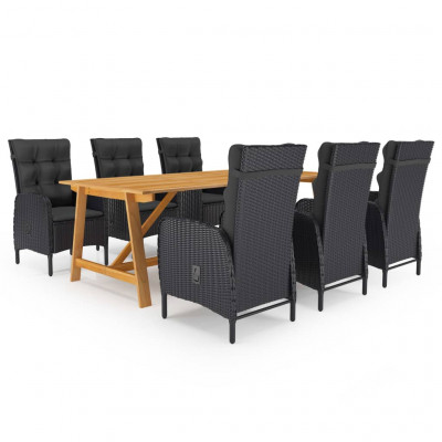 Ensemble de salle à manger de jardin meuble extérieur 7 pièces noir 02_0014020