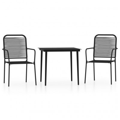 Ensemble de salle à manger de jardin meuble extérieur 3 pièces noir 02_0013648