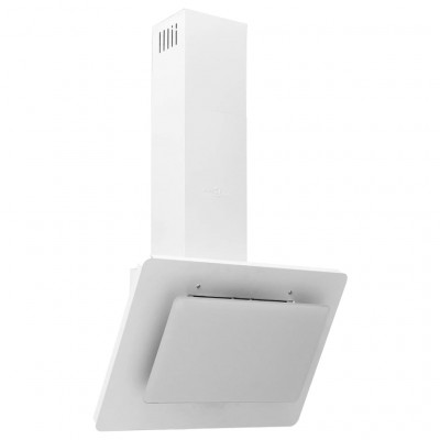 Hotte murale 60 cm acier inoxydable et verre trempé blanc 02_0005870