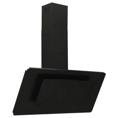 Hotte murale 90 cm acier inoxydable et verre trempé noir 02_0005888
