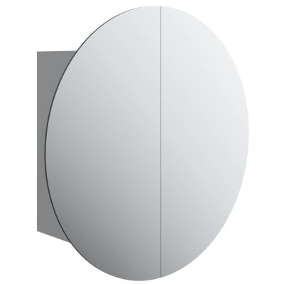 Armoire de salle de bain miroir rond et led 40 x 40 x 17,5 cm gris 02_0006559
