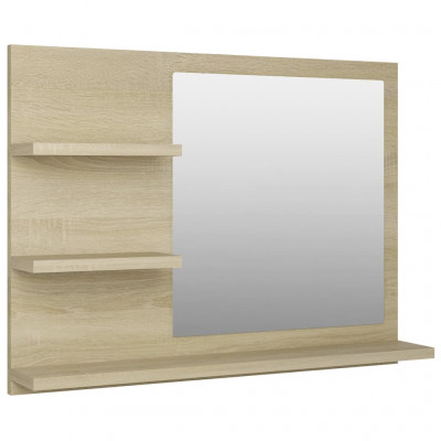 Miroir de salle de bain chêne sonoma 60x10,5x45 cm aggloméré 02_0006924