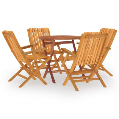 Ensemble à dîner salon de jardin meuble d'extérieur 5 pièces bois de teck massif 02_0014293