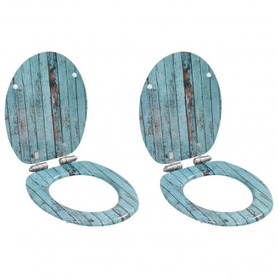 Lot de 2 sièges WC MDF couvercle à fermeture en douceur vieux bois 02_0002967
