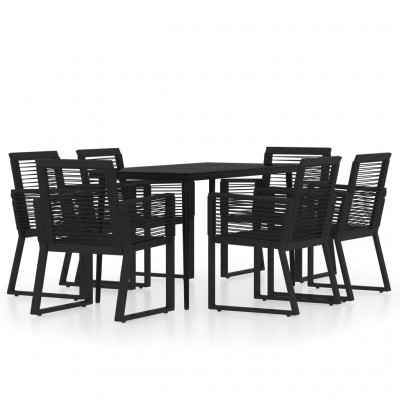 Ensemble de salle à manger de jardin meuble extérieur 7 pièces noir 02_0014033