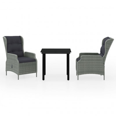 Ensemble de salle à manger de jardin meuble extérieur 3 pièces gris clair 02_0013625