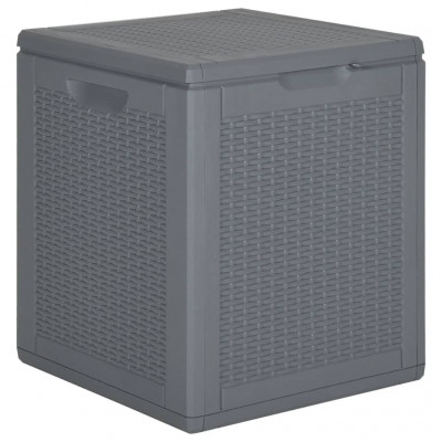 Coffre boîte meuble de jardin rangement gris PP rotin 90 l 02_0013092