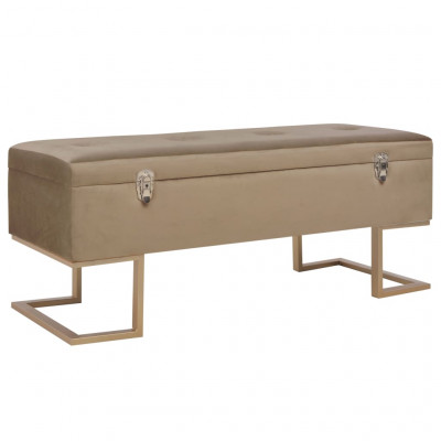 Banc banquette avec compartiment de rangement 105 cm velours beige 02_0010814