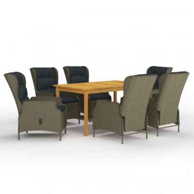 Ensemble de salle à manger de jardin meuble extérieur 7 pièces marron 02_0013981