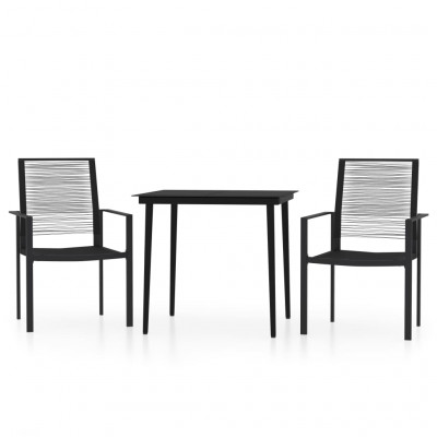 Ensemble de salle à manger de jardin meuble extérieur 3 pièces noir 02_0013667
