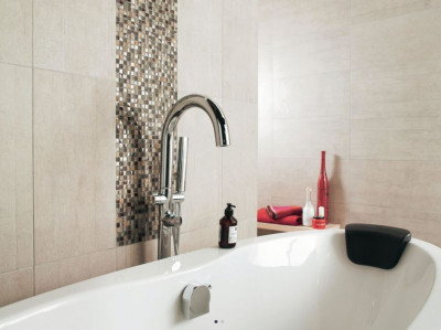 Carrelage mosaïque verre et pierre taupe blanc marron 1,5 x 1,5 29,8 x 29,8 cm ARTE DECO