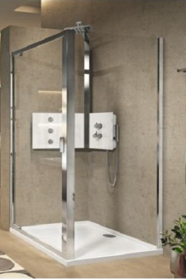 Paroi de douche panneau fixe Lunes 2.0 verre trempé transparent silver 96 cm NOVELLINI