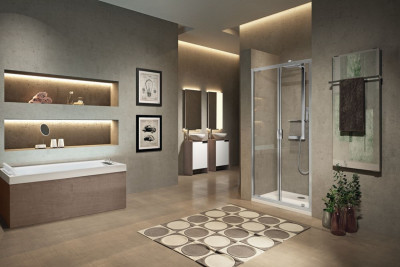 Paroi de douche Lunes 2.0 B verre trempé transparent silver 114 cm NOVELLINI