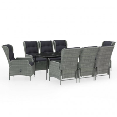 Ensemble de salle à manger de jardin meuble extérieur 9 pièces gris clair 02_0014093