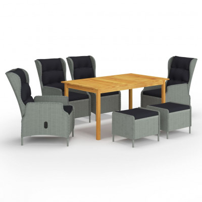 Ensemble de salle à manger de jardin meuble extérieur 7 pièces gris clair 02_0013963