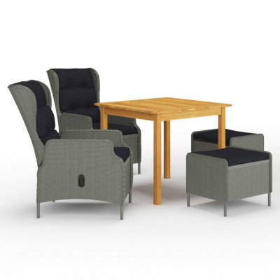 Ensemble de salle à manger de jardin meuble extérieur 5 pièces gris clair 02_0013792