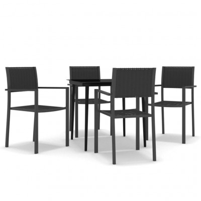 Ensemble de salle à manger de jardin meuble extérieur 5 pièces noir 02_0013891
