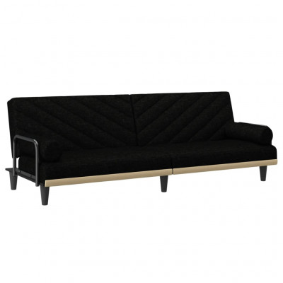 Canapé-lit avec accoudoirs 205 x 89 x 70 cm tissu noir 02_0021017
