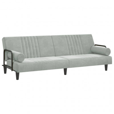 Canapé-lit avec accoudoirs 205 x 89 x 70 cm velours gris clair 02_0019837