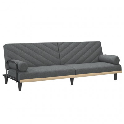 Canapé-lit avec accoudoirs 205 x 89 x 70 cm tissu gris foncé 02_0019842