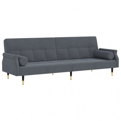 Canapé-lit avec coussins 216 x 89 x 70 cm velours gris foncé 02_0020405