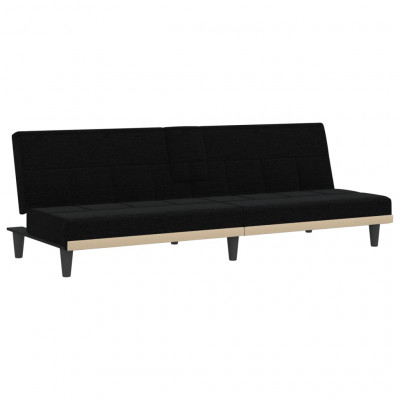 Canapé-lit avec porte-gobelets 200 x 89 x 70 cm tissu noir 02_0019258