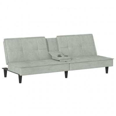 Canapé-lit avec porte-gobelets 200 x 89 x 70 cm velours gris clair 02_0019260